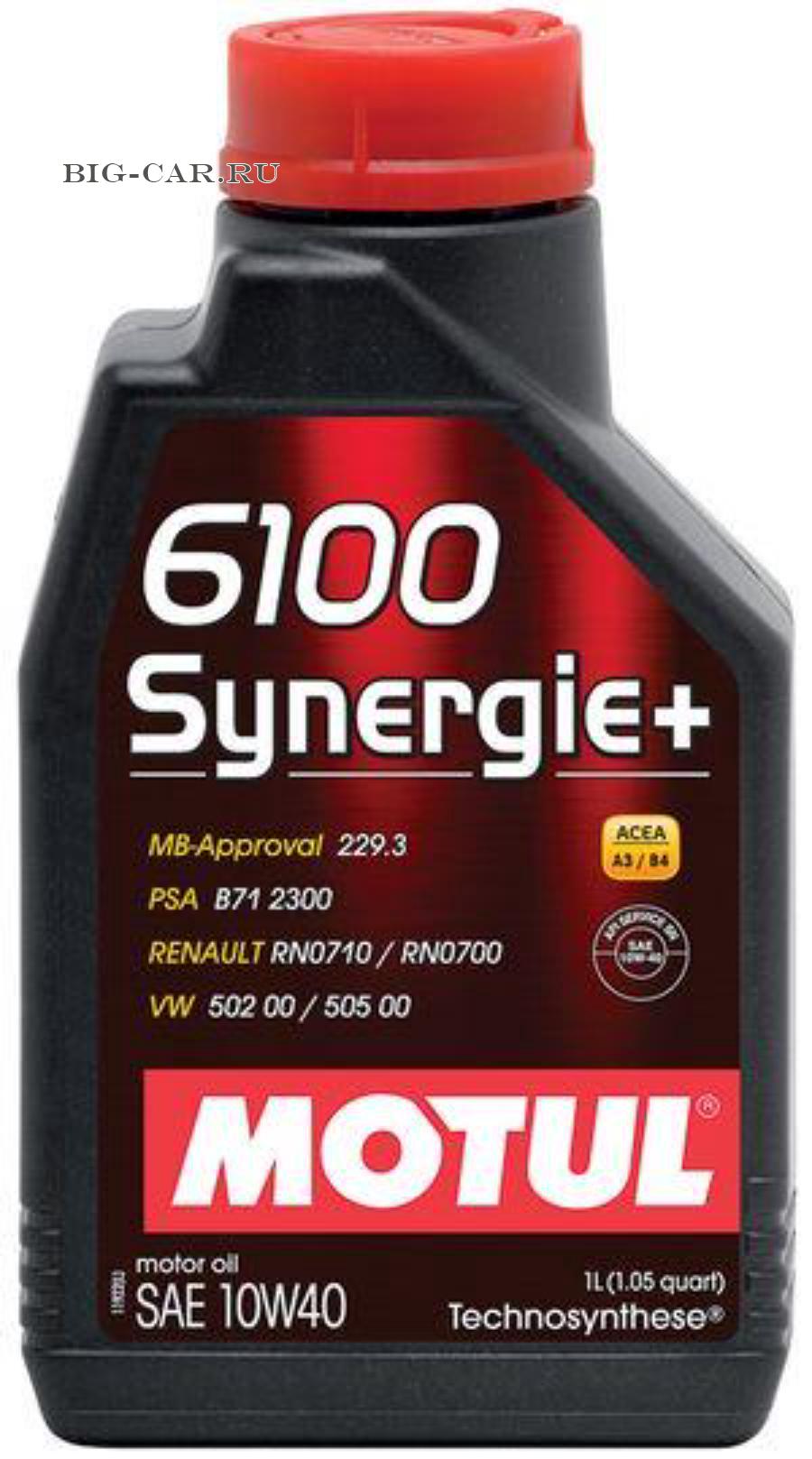Масло моторное полусинтетическое 6100 Synergie+ 10W-40, 1л
